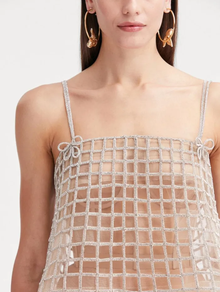 Women Crystal Grid Trapeze Dress Crystal Oscar De La Renta Dresses Women Crystal Grid Trapeze Dress Crystal Oscar De La Renta Dresses