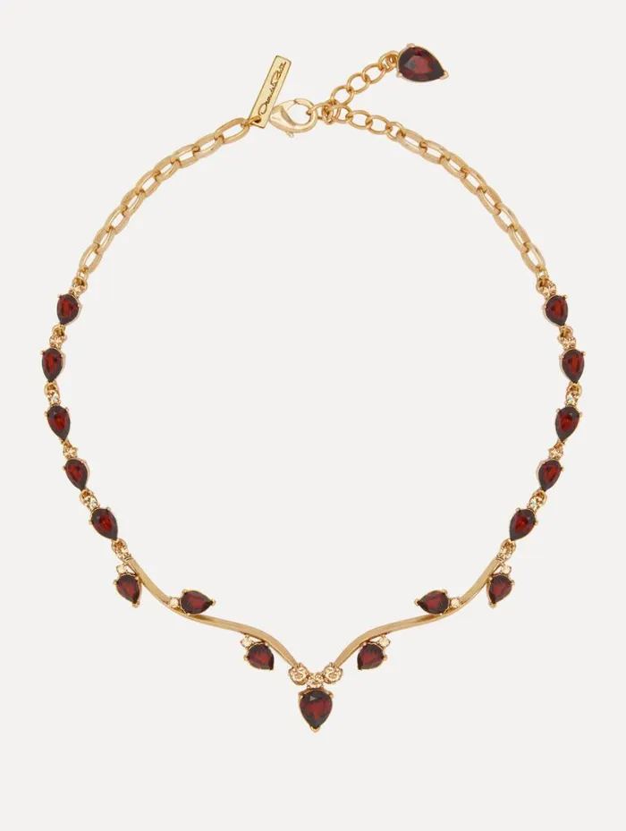 Women Crystal Vine Necklace Amber Oscar De La Renta Necklaces