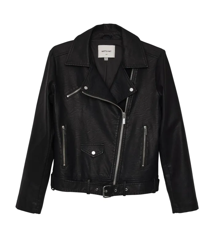 Women Draden Vegan Leather Jacket Black Matt and Nat Jackets