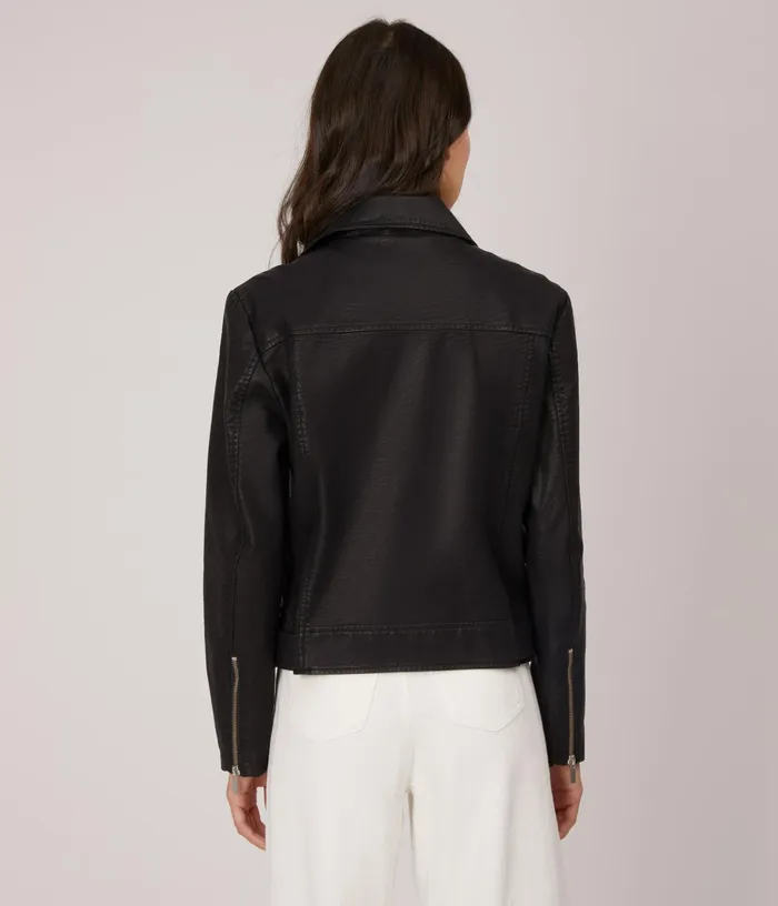 Women Draden Vegan Leather Jacket Black Matt and Nat Jackets