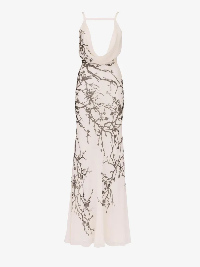 Women Dresses Alexander McQueen Cherry Branches Evening Dress Calico
