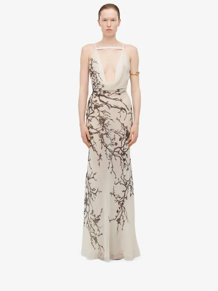 Women Dresses Alexander McQueen Cherry Branches Evening Dress Calico