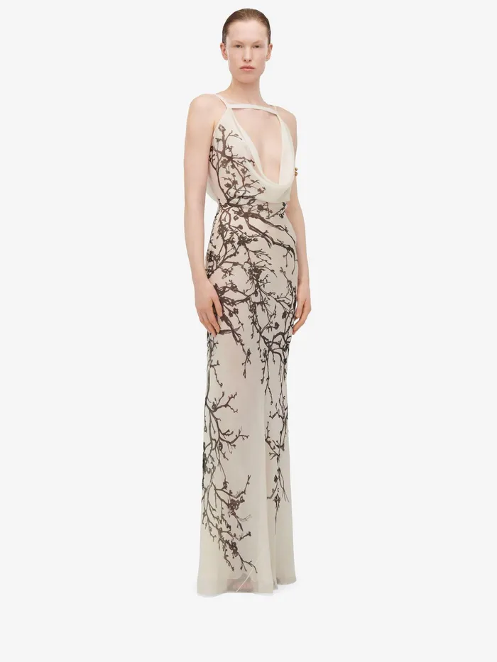 Women Dresses Alexander McQueen Cherry Branches Evening Dress Calico