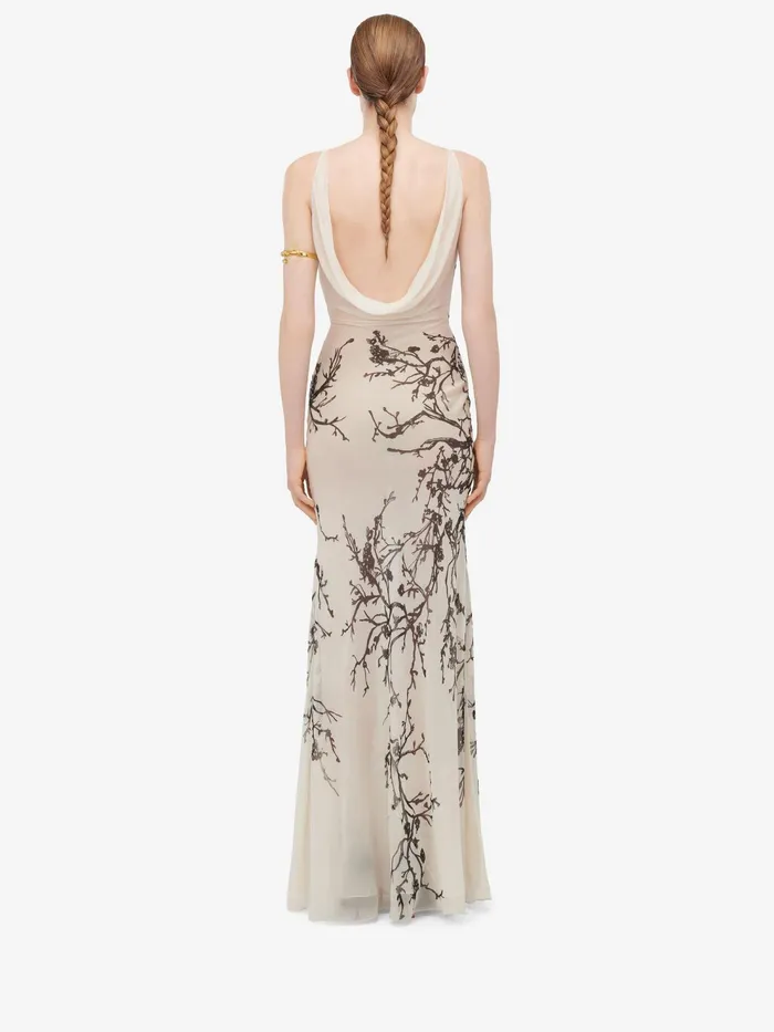 Women Dresses Alexander McQueen Cherry Branches Evening Dress Calico