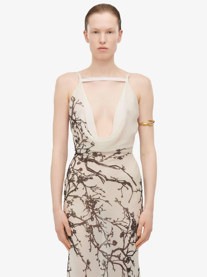 Women Dresses Alexander McQueen Cherry Branches Evening Dress Calico