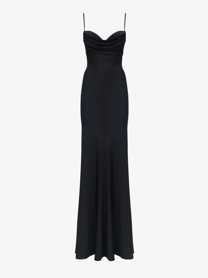 Women Dresses Alexander McQueen Draped Neckline Evening Dress Black