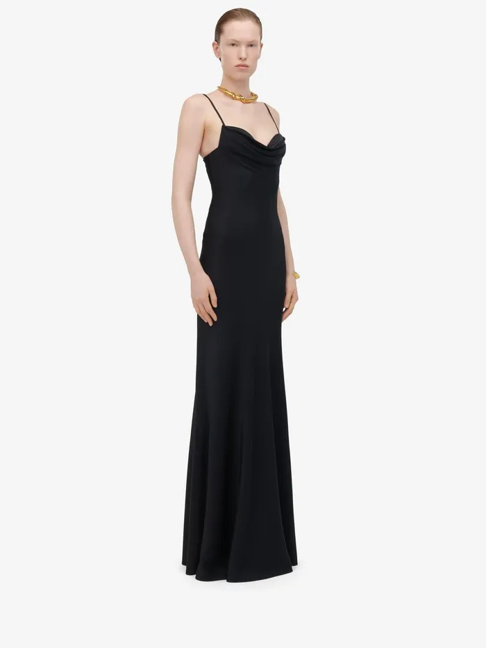 Women Dresses Alexander McQueen Draped Neckline Evening Dress Black
