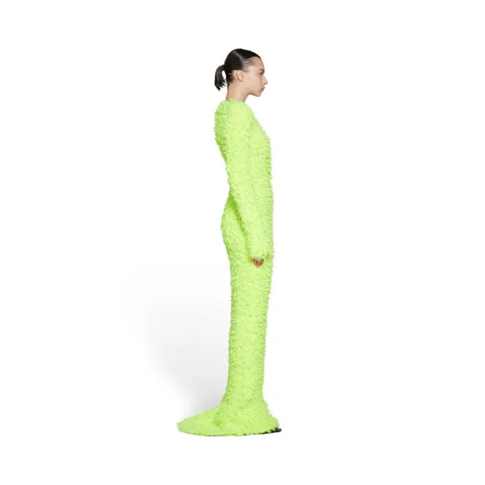 Women Dresses and Skirts Balenciaga Fluffy Maxi Dress In Fluo Yellow