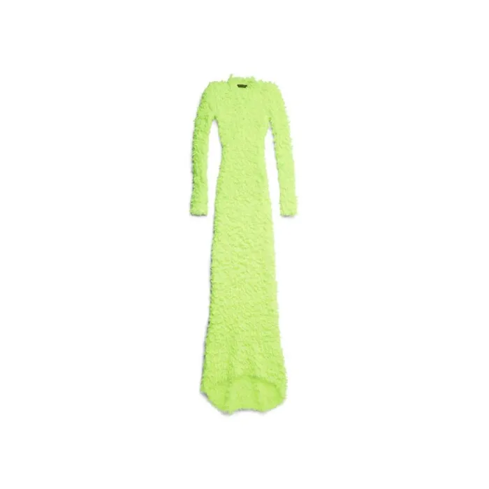 Women Dresses and Skirts Balenciaga Fluffy Maxi Dress In Fluo Yellow