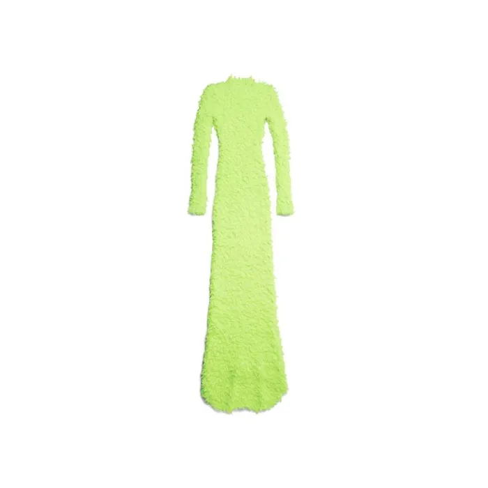 Women Dresses and Skirts Balenciaga Fluffy Maxi Dress In Fluo Yellow