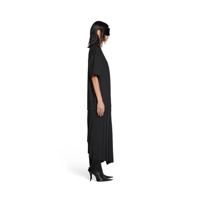 Women Dresses and Skirts Balenciaga Political Campaign Pleated Tshirt Dress In Black