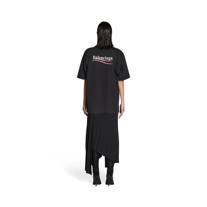 Women Dresses and Skirts Balenciaga Political Campaign Pleated Tshirt Dress In Black