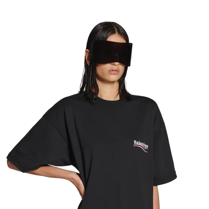 Women Dresses and Skirts Balenciaga Political Campaign Pleated Tshirt Dress In Black