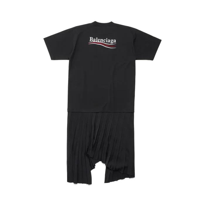 Women Dresses and Skirts Balenciaga Political Campaign Pleated Tshirt Dress In Black