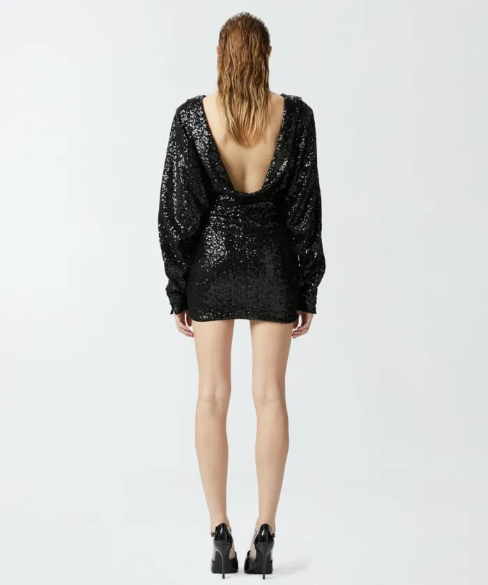 Women Dresses Pinko Elegant Mini Dress With Sequins Limo Black Women Dresses Pinko Elegant Mini Dress With Sequins Limo Black