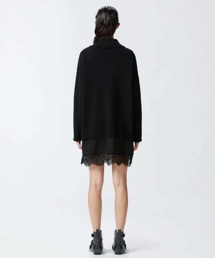 Women Dresses Pinko Knitted Dress With Satin And Lace Insert Limo Black Women Dresses Pinko Knitted Dress With Satin And Lace Insert Limo Black