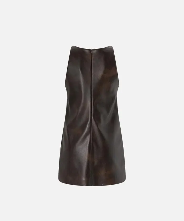 Women Dresses Pinko Leathereffect Mini Tunic Dress Coffee Bean Brown Women Dresses Pinko Leathereffect Mini Tunic Dress Coffee Bean Brown