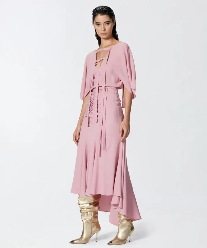 Women Dresses Pinko Long Silkblend Crepe Dress Pinkpolignac Women Dresses Pinko Long Silkblend Crepe Dress Pinkpolignac