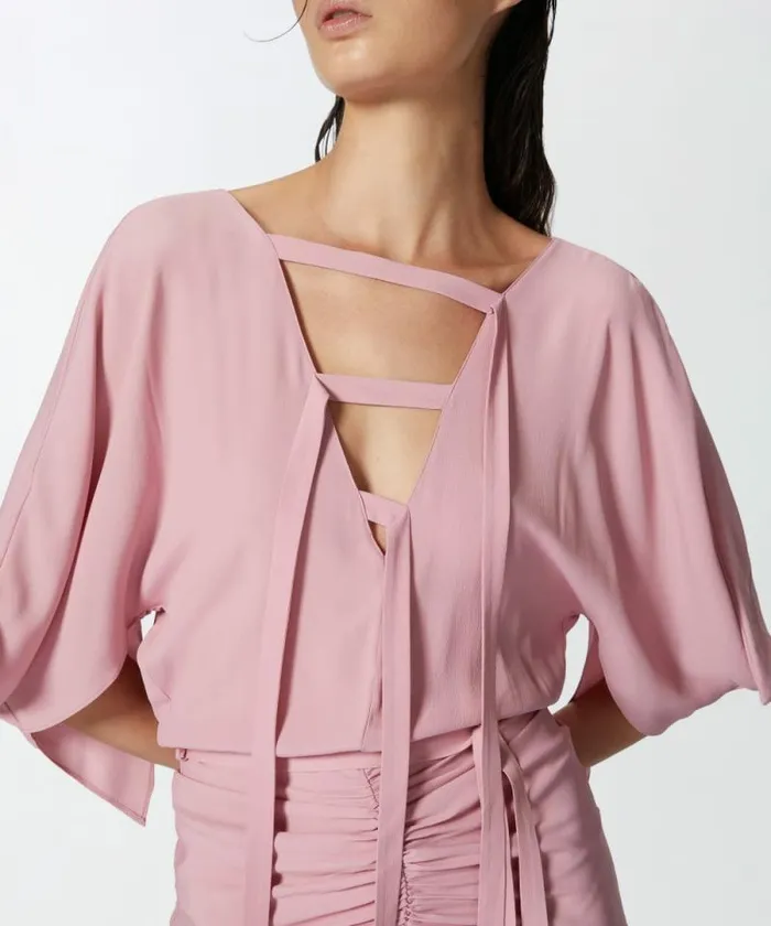 Women Dresses Pinko Long Silkblend Crepe Dress Pinkpolignac Women Dresses Pinko Long Silkblend Crepe Dress Pinkpolignac