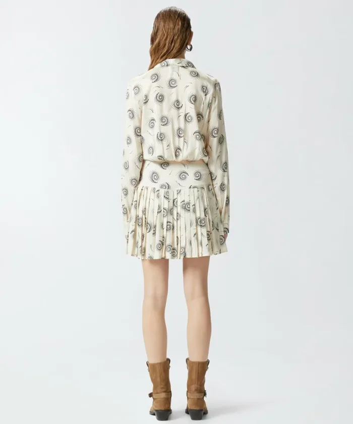 Women Dresses Pinko Mini Shirt Dress In Twill With Swirl Print Creamblack Women Dresses Pinko Mini Shirt Dress In Twill With Swirl Print Creamblack