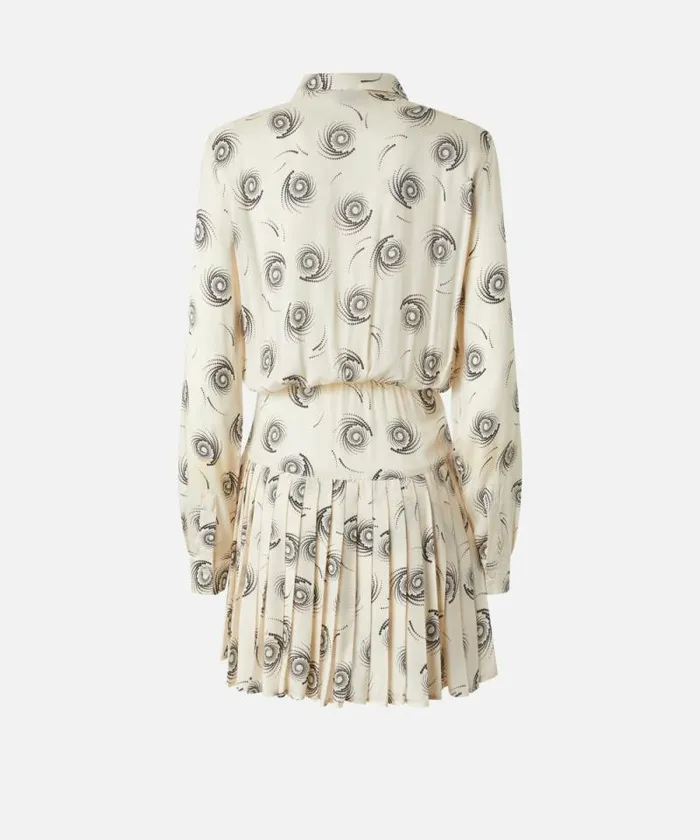 Women Dresses Pinko Mini Shirt Dress In Twill With Swirl Print Creamblack Women Dresses Pinko Mini Shirt Dress In Twill With Swirl Print Creamblack