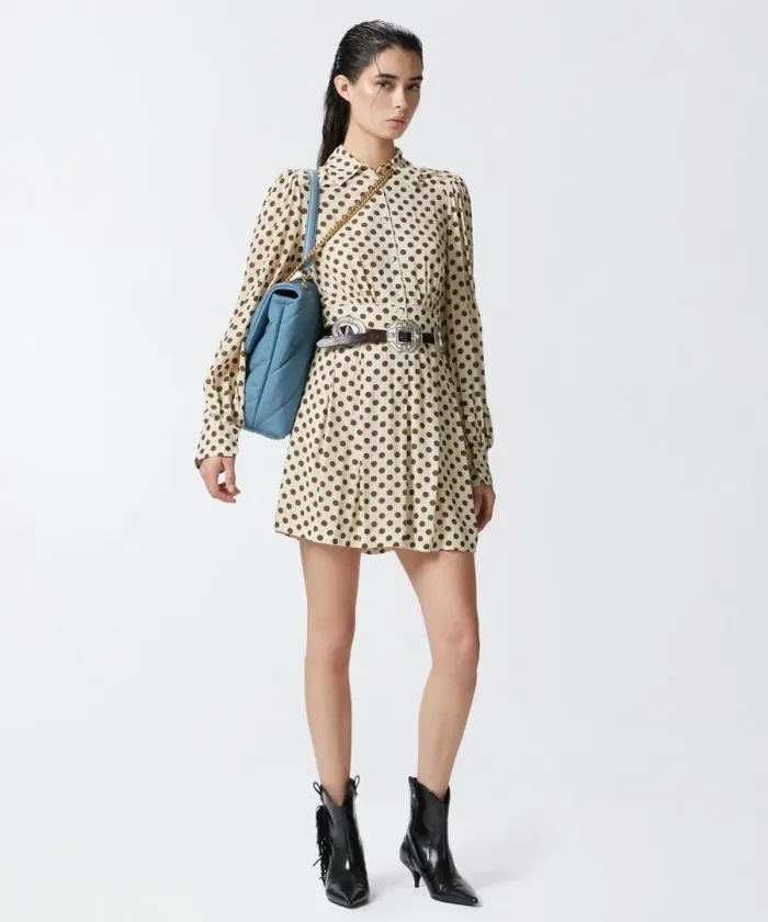Women Dresses Pinko Polkadot Shirt Dress Beigebrown