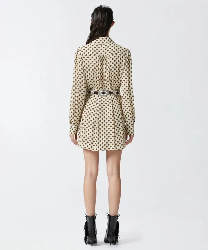 Women Dresses Pinko Polkadot Shirt Dress Beigebrown Women Dresses Pinko Polkadot Shirt Dress Beigebrown