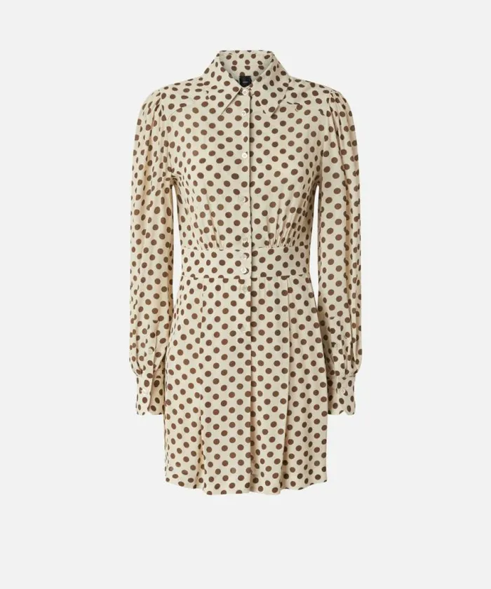 Women Dresses Pinko Polkadot Shirt Dress Beigebrown Women Dresses Pinko Polkadot Shirt Dress Beigebrown