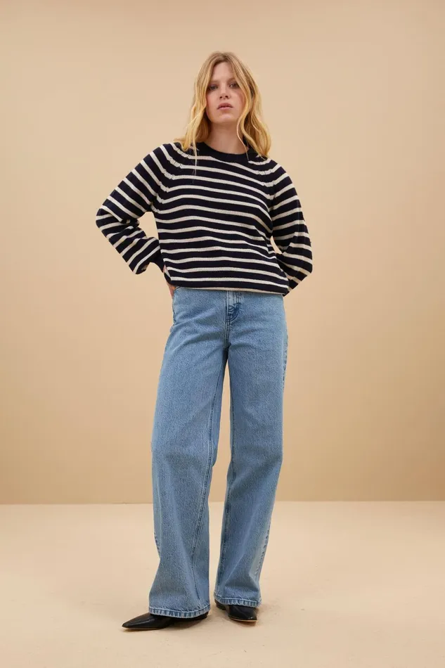 Women Duccio Stripe Pullover Midnight Bybar Pullovers Women Duccio Stripe Pullover Midnight Bybar Pullovers