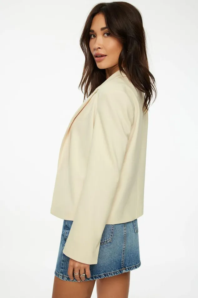 Women Dynamite Blazers and Vests Relaxed Open Blazer Beige