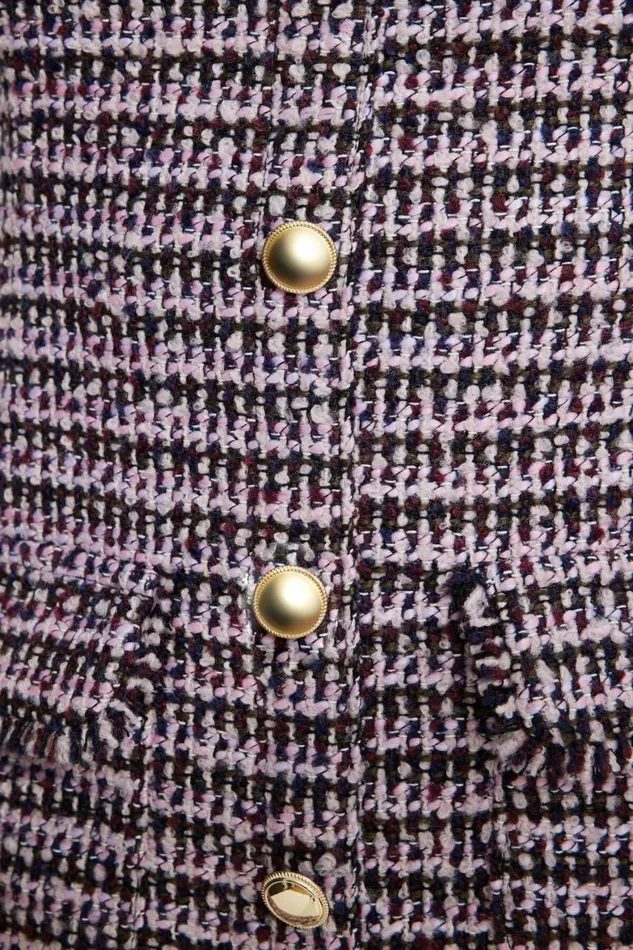 Women Dynamite Dresses and Jumpsuits Buttoned Tweed Mini Dress Purple