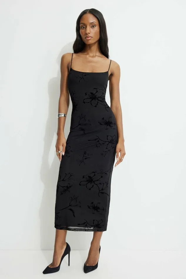 Women Dynamite Dresses and Jumpsuits Victoria Scoop Maxi Dress Black
