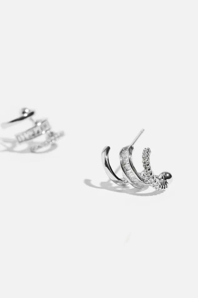 Women Dynamite Earrings Mini Baguette Ear Crawler Earrings Grey