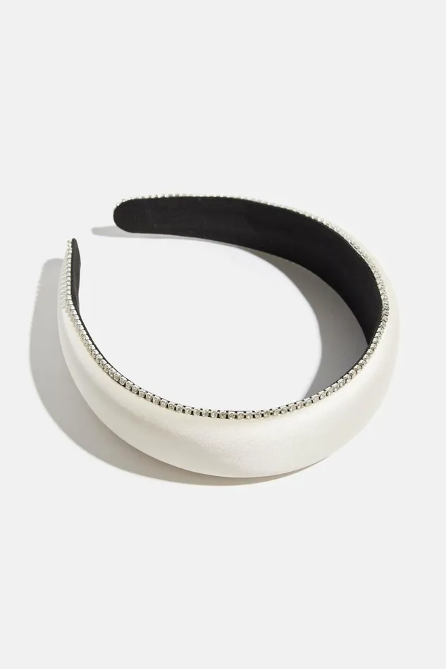 Women Dynamite Hair Accessories Satin Gem Headband White