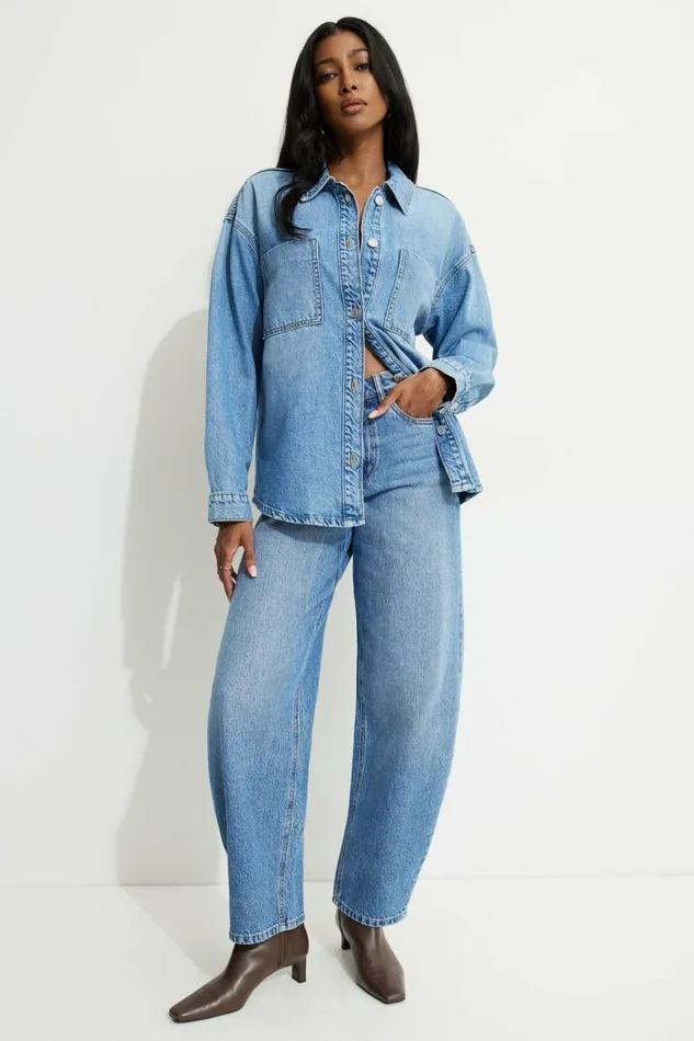 Women Dynamite Jeans and Denim Buttoned Denim Shirt Blue