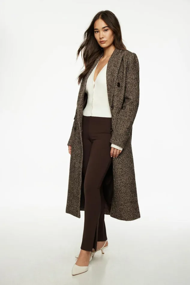 Women Dynamite Pants Slim Zip Hem Pants Brown