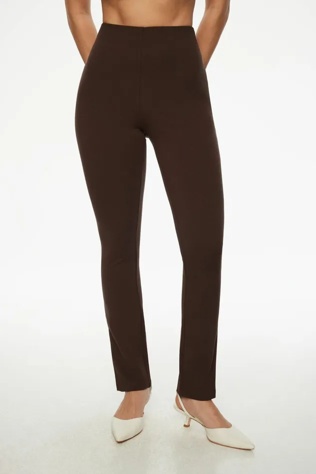 Women Dynamite Pants Slim Zip Hem Pants Brown
