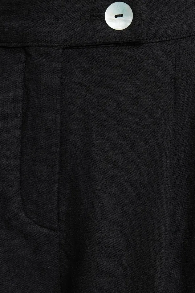 Women Dynamite Shorts Pleated Linen Shorts BLACK