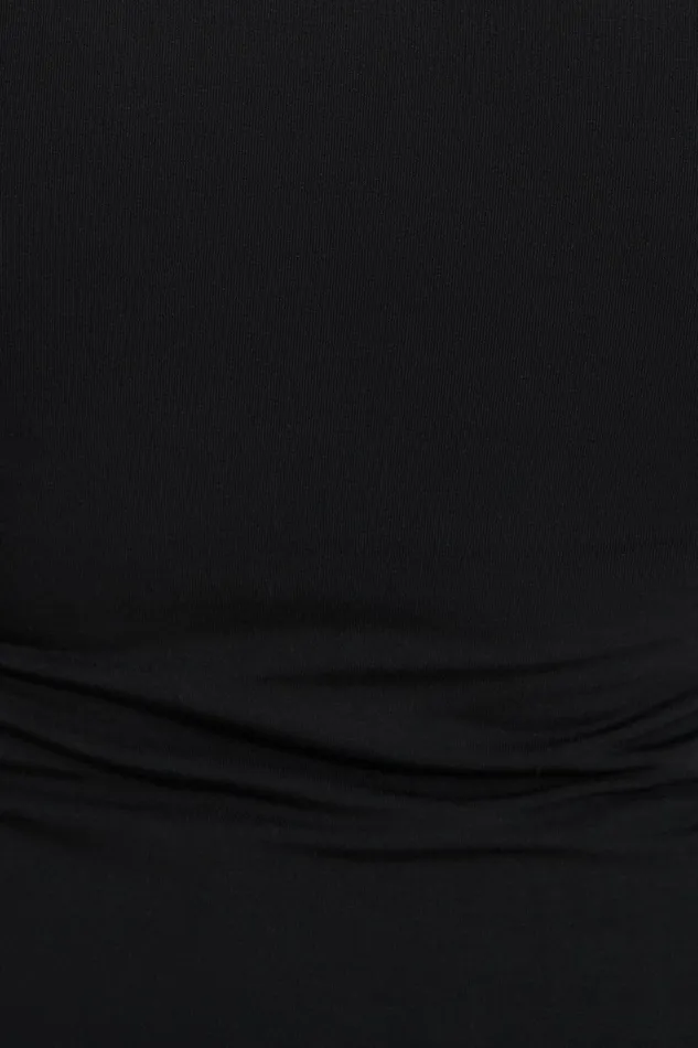 Women Dynamite Tops Jersey Mock Neck Long Sleeve T Shirt Black