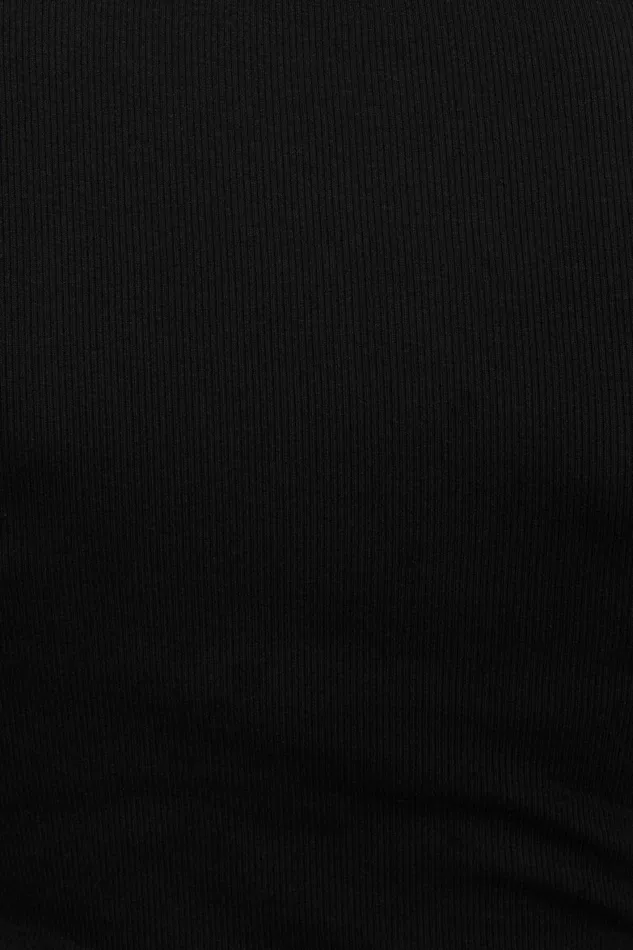 Women Dynamite Tops Ribbed Crewneck Waist T Shirt Black