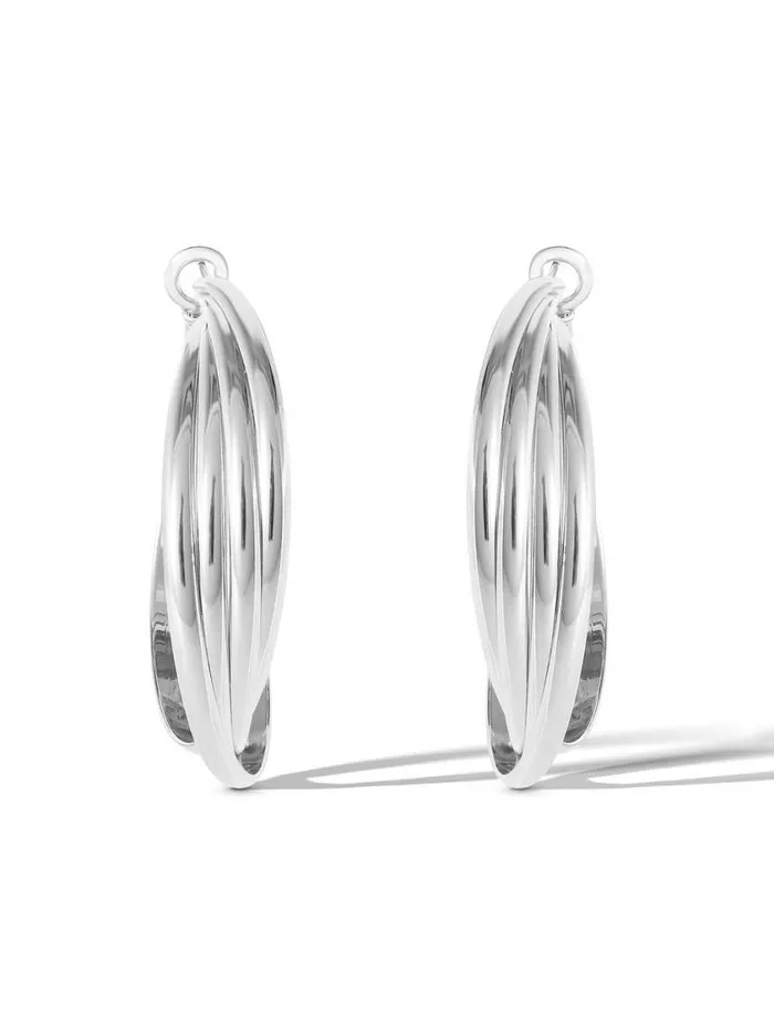 Women Earrings Jessica Simpson Twisted Layered Hoop Earrings In Silver
