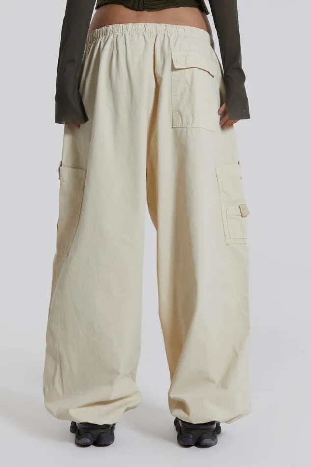 Women Ecru Parachute Cargo Pants Jaded London Trousers and Pants