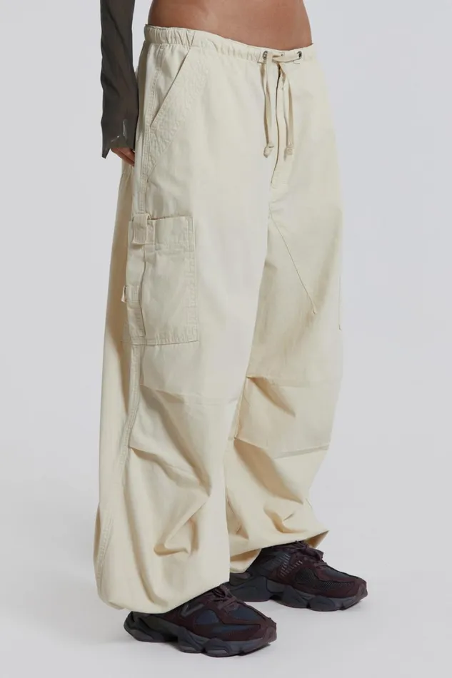 Women Ecru Parachute Cargo Pants Jaded London Trousers and Pants