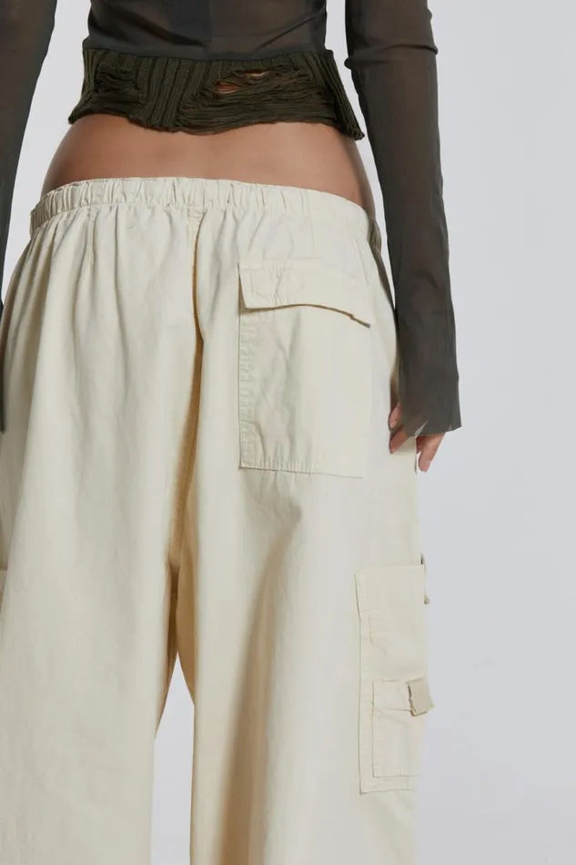 Women Ecru Parachute Cargo Pants Jaded London Trousers and Pants