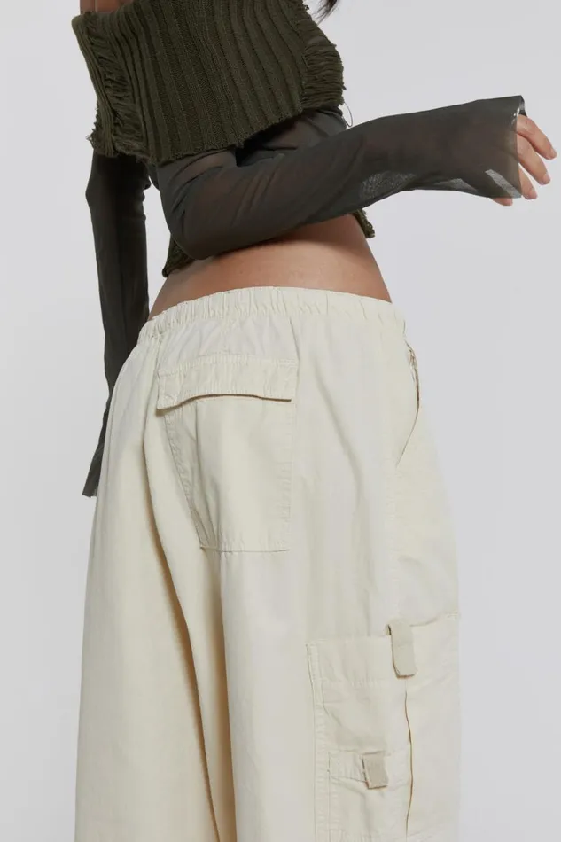 Women Ecru Parachute Cargo Pants Jaded London Trousers and Pants