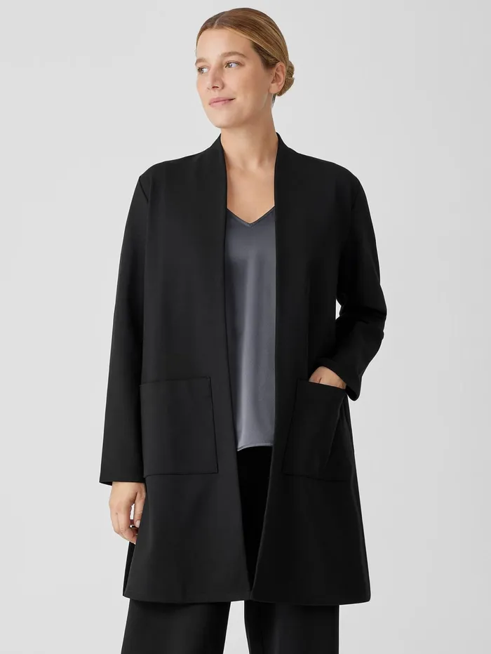 Women Eileen Fisher Jackets Coats and Vests Washable Flex Ponte Long Jacket Black Women Eileen Fisher Jackets Coats and Vests Washable Flex Ponte Long Jacket Black