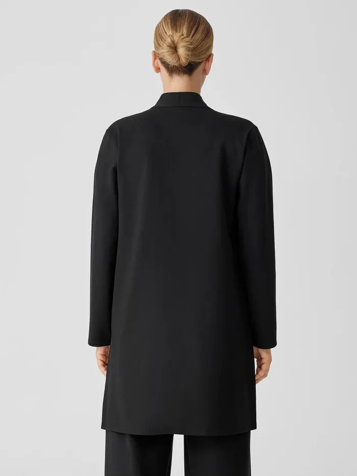 Women Eileen Fisher Jackets Coats and Vests Washable Flex Ponte Long Jacket Black
