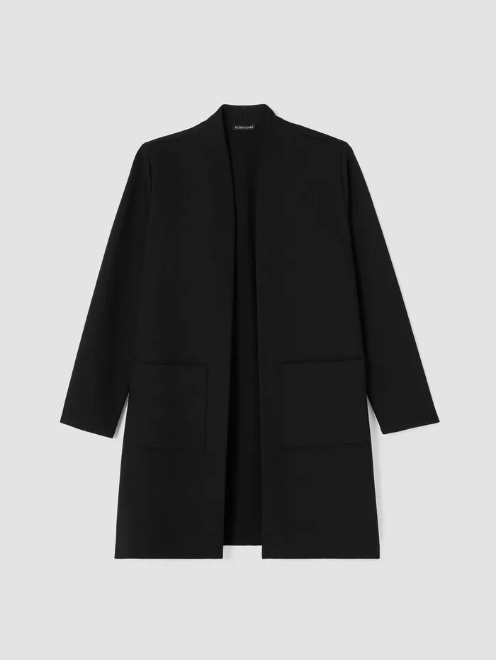 Women Eileen Fisher Jackets Coats and Vests Washable Flex Ponte Long Jacket Black