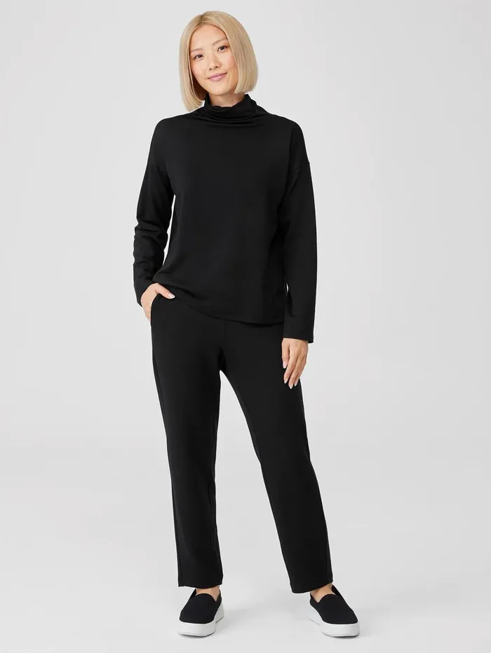 Women Eileen Fisher Pants Shorts and Jumpsuits Cozy Brushed Terry Hug Slouchy Pant Black