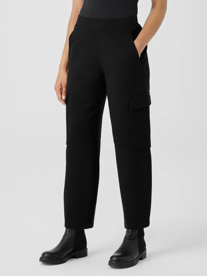 Women Eileen Fisher Pants Shorts and Jumpsuits Washable Flex Ponte Cargo Lantern Pant Black
